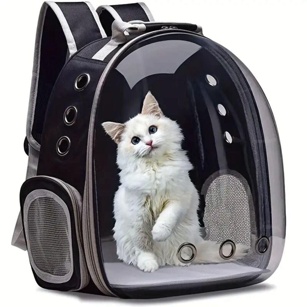 Portable Pet Carrier Cat and Small Dog Travel Backpack Bag - Black